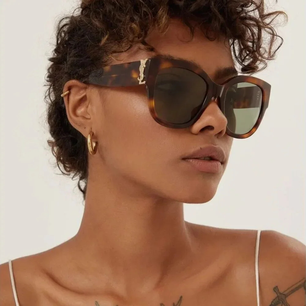 🕶️ New Saint Laurent SLM95/F 003 Sunglasses - Havana Frame, Green Lenses - Picture 4 of 12